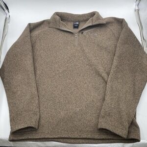The North Face Jacket Men's Large Brown Fleece 1/4 Zip Up Pullover Mock Neck LNC